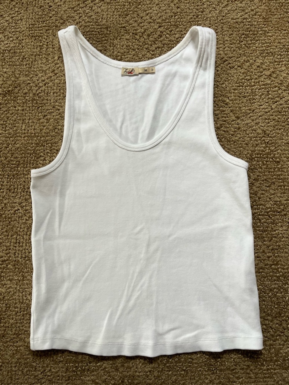 Faherty Cream Ribbed Tank Top - Picture 3 of 6